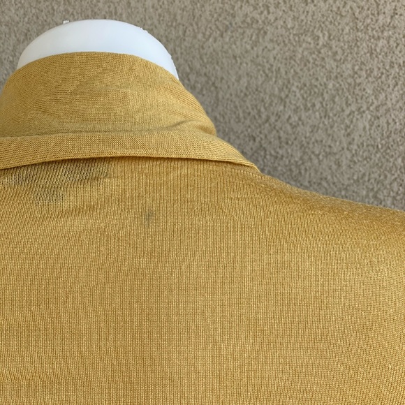 Golden Knit Open Front Cascading Cardigan Sweater - Picture 3 of 4